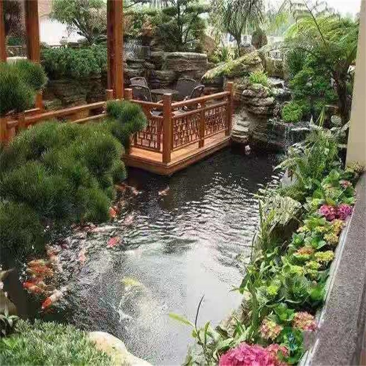 图木舒克大型庭院假山鱼池景观设计